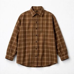 Hotouch Brown Plaid Button front flannel shirt NWT size medium